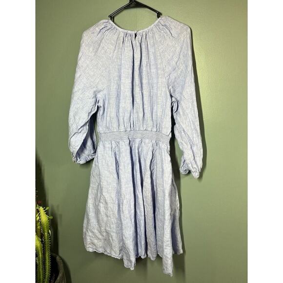 J. Crew Palermo Smocked Waisted Linen Mini Long Sleeve Dress Size XLT - Picture 6 of 8